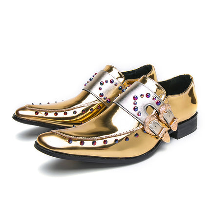 Plus Size High Heel Men's Shoes Metal Rivet