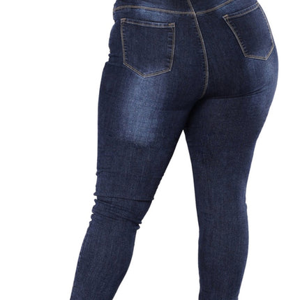 Extra large size fashion high elastic denim pants women