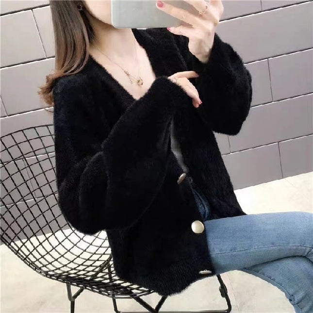 Fashionable Knitted Short Loose Outer Tops Women