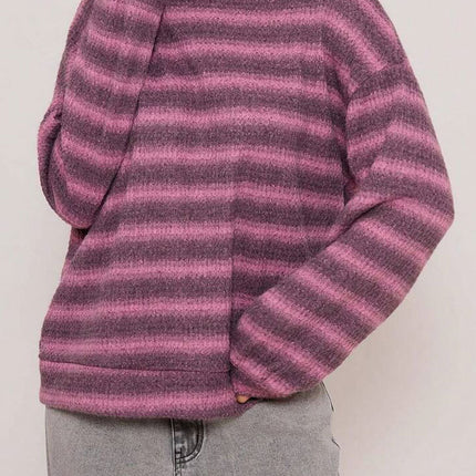 Casual Elegant Round Neck Striped Pullover Knitted Sweater