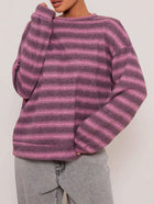 Casual Elegant Round Neck Striped Pullover Knitted Sweater