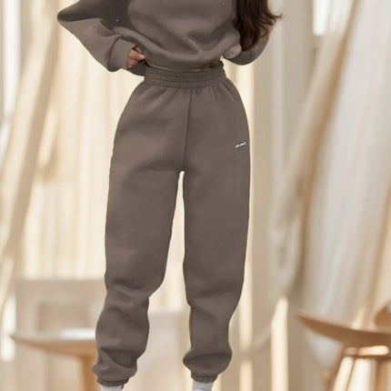 2pcs Women's Casual Letter Print Sweatshirt And Sweatpants Set