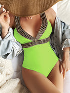 Women's Fashion Deep V Spaghetti Straps One-piece Swimsuit