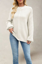 Knitted Solid Color Half Collar Loose Pullover New Sweater