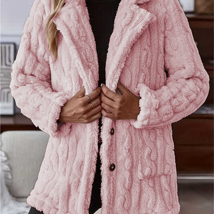 Double-sided Plush Water Ripple Button Cardigan Pocket Lapel Casual Top Jacket