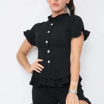 Diamond Frilled Edge Short Co-Ord Set