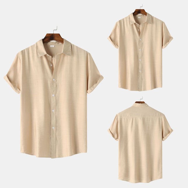 Teenagers Solid Color Short-sleeved Lapel Shirt Top