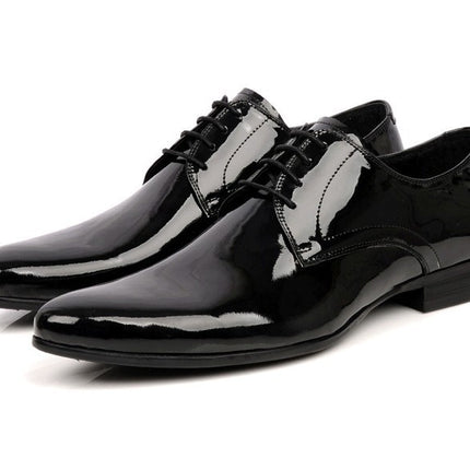 British Pointed Men's Lace-up Low-top Leather Shoes