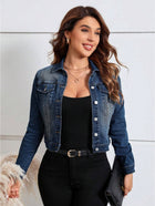 Women's Casual Distressed Cropped Denim Jacket