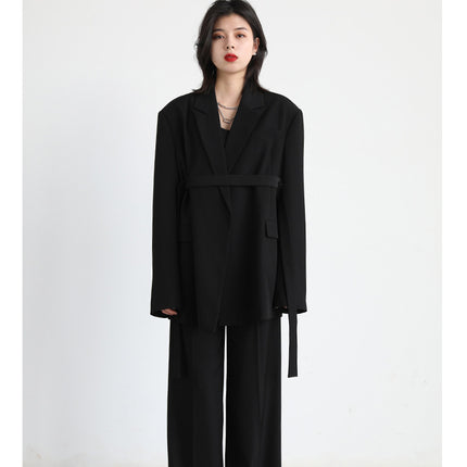 Mid-length Draped Blazer With Flutter StrapsWomen's Suits