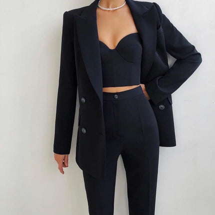 Pieces Fashion Women Suits Peaked Lapel Double Breasted Jack