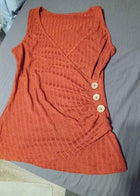 Button Detail Ruched Tank Top
