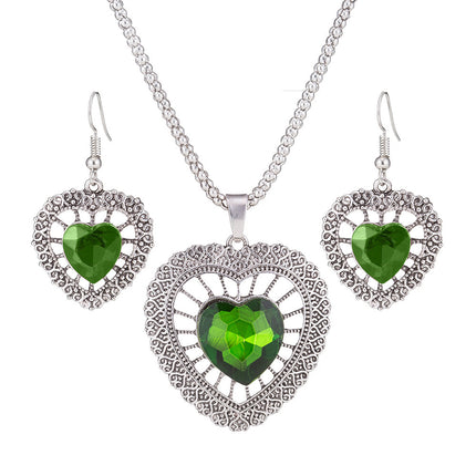 Vintage Crystal Rhinestone Double Heart Set