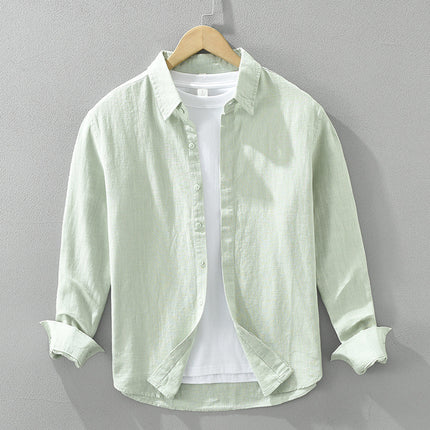Long Sleeve Shirt Men's Fashion Casual Artistic Loose Linen Top