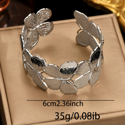 Lxalry Platinum Plated Stainless Steel Floral Carved Mirror Bracelet Hypoallergenic Skin Safe Jewelry With Artisan Polish Never Tarnish Luxury Gift For Women S Daily   Evening Wear