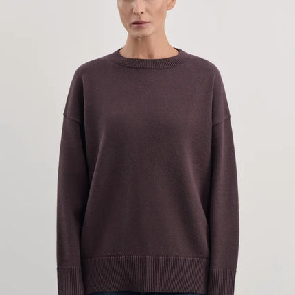 Women's Knitted Round Neck Solid Color Loose Fashion Sweater