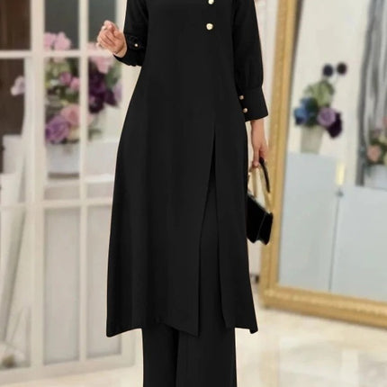 Muslim Women's Wear Two-piece Fashion Elegant Solid Color Side