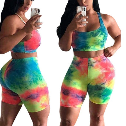 Two-piece tie-dye sportswear