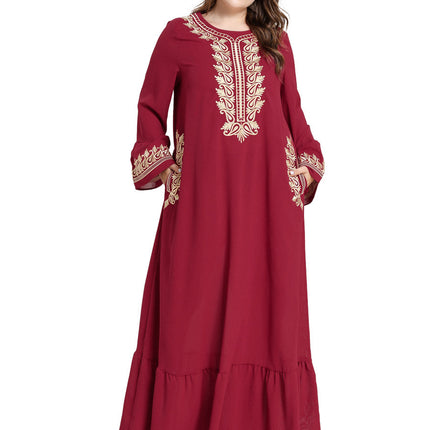 Fashion Arabian Plus Size Women's Embroidered Pockets And Muslim Long Skirt