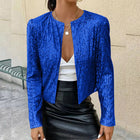 Stand Collar Color Matching Sequins Coat Short Casual Jacket