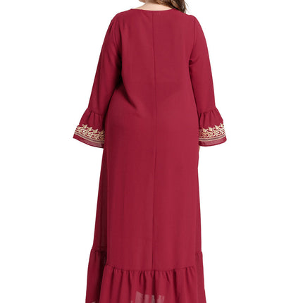 Fashion Arabian Plus Size Women's Embroidered Pockets And Muslim Long Skirt