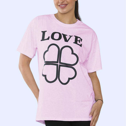 Ladies Love Printed Short Sleeve T-Shirt Top