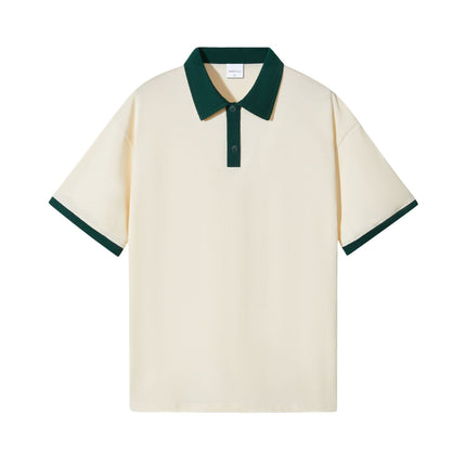Japanese Fashion Brand Casual Contrast Color Lapel Short Sleeve