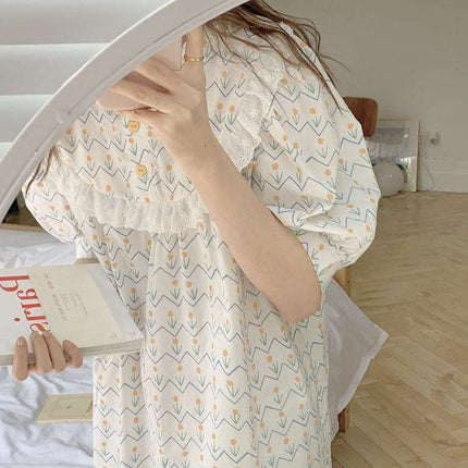 Summer New Floral Lace Nightdress For Women