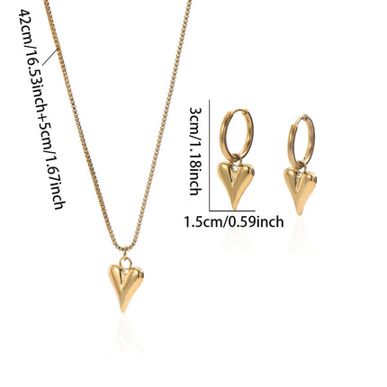 Lxalry 18K Gold Plated Stainless Steel Heart Mirror Jewelry Set  Hypoallergenic Skin Safe Necklace   Earrings For Daily Evening Wear Never Fade Handmade Luxury Gift For Her