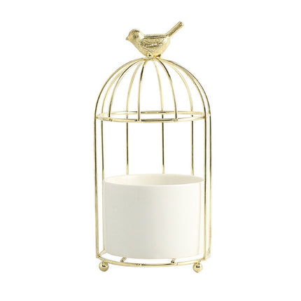 Light Luxury Iron Art Succulent Flower Pot Gilded Bird Cage Iron Frame Vase