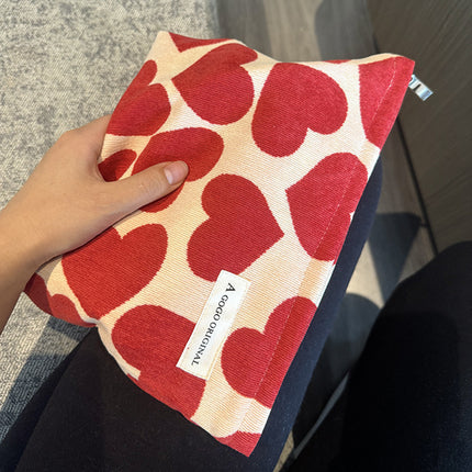 Corduroy Love Heart Cosmetic Bag Portable Skin Care Products Buggy Bag