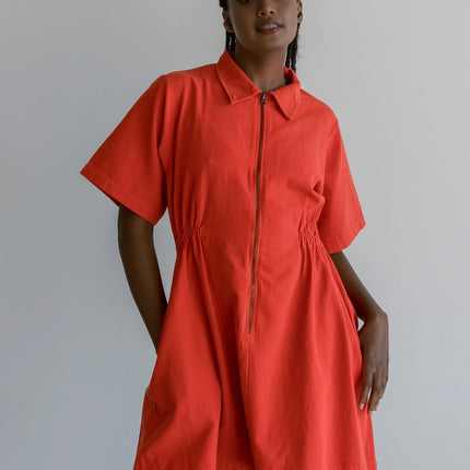 Plus Size Women's Lapel Zipper Short Sleeve Dress Women