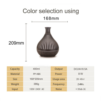 Vase Wood Grain Humidifier 400ml Vertical Silver