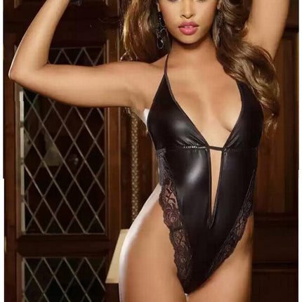 Sexy Sexy One-piece Suit Female Sexy Leather Temptation