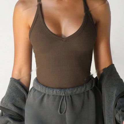 Slim-Fit Solid Color Sleeveless Crew Neck Casual Sports Tank Top