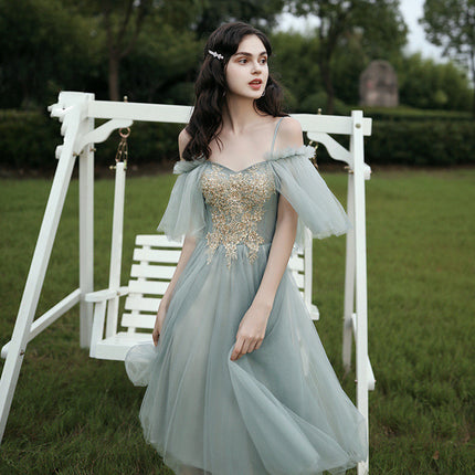 Green wedding banquet sister group dress