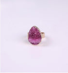 Natural Stone Agate Crystal Bud Women Rings  Rose Vintage Rings