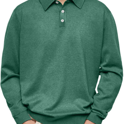 Long Sleeve V-neck Buttons Men's Casual Jacket Polo Shirt