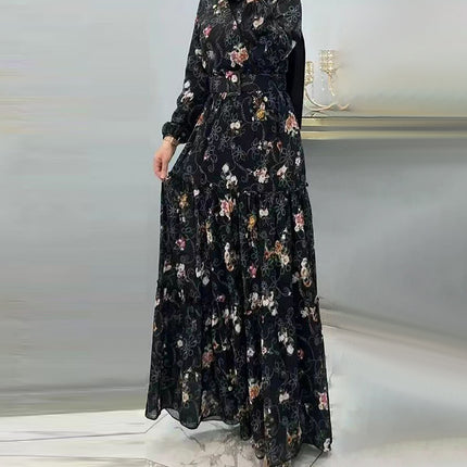 Women's New Flower Turtleneck Dress Fashion Commuter Muslim Dress