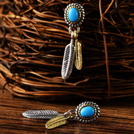 Sterling Silver Vintage Indian Feather Earrings