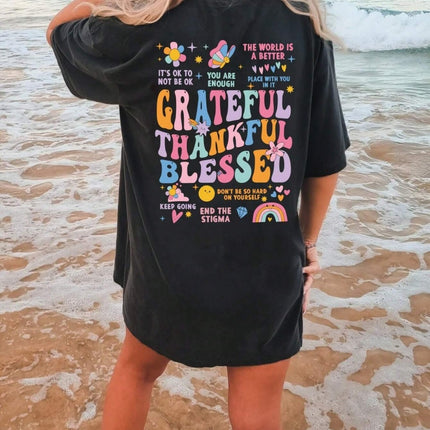 2D Printed Thanksgiving Element All Cotton T-shirt Loose Short Sleeve