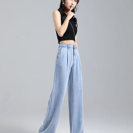 Tencel jeans wide leg pants for women in summer