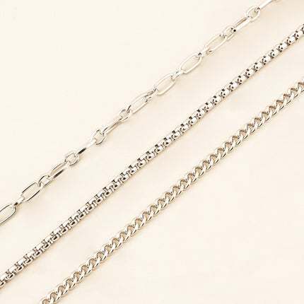 New European And American Style Pants Chain Men And Women Three-layer Silver Personality Chain With Jeans Punk Hip Hop Accessories