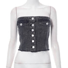 Fashion Denim Button Tank-top Women