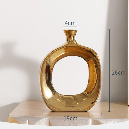 Electroplated Silver Ceramic Vase Desktop Decoration