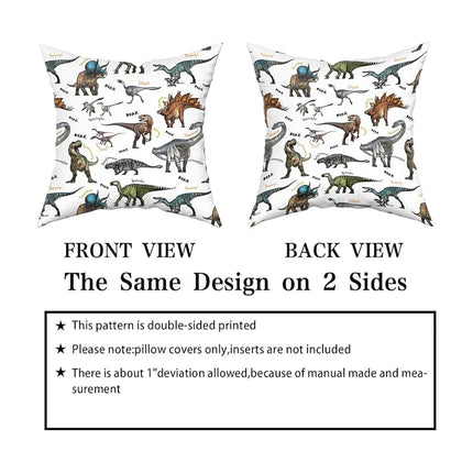 Wild Dinosaur Pillow Cover - Animal Dinosaur Pillowcase Tyrannosaurus Rex Brachiosaurus Dinosaur Pillowcase Square 18x18 Suitable For Boys' Room Home Decoration