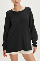 Solid Color Round Neck Loose Versatile Basic Pullover Sweater