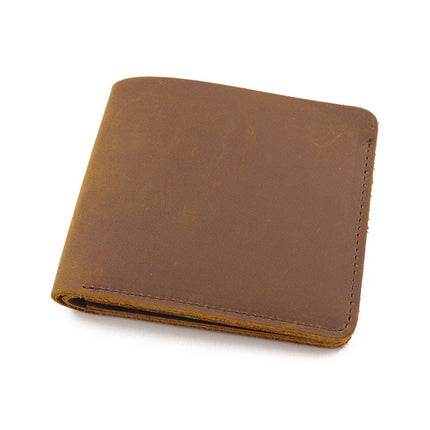 Multiple Card Slots Top Layer Leather Crazy Horse Leather Wallet