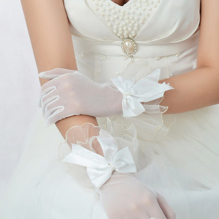 Wedding Bride Wedding Dress Evening Gloves Black Lace