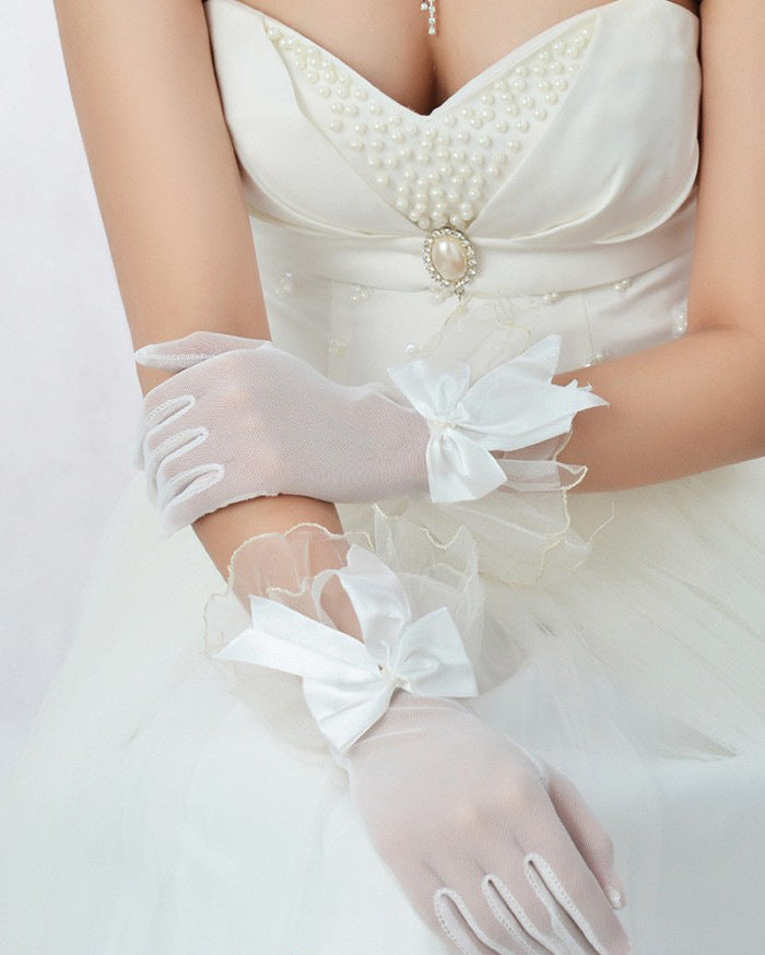 Wedding Bride Wedding Dress Evening Gloves Black Lace